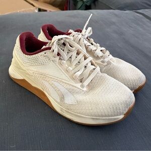 Reebok Cream and Maroon Athletic Shoes